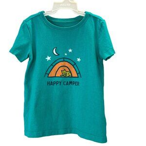 Life Is Good Happy Camper T Shirt size 3T Toddler Teal Turquoise Dog Tent